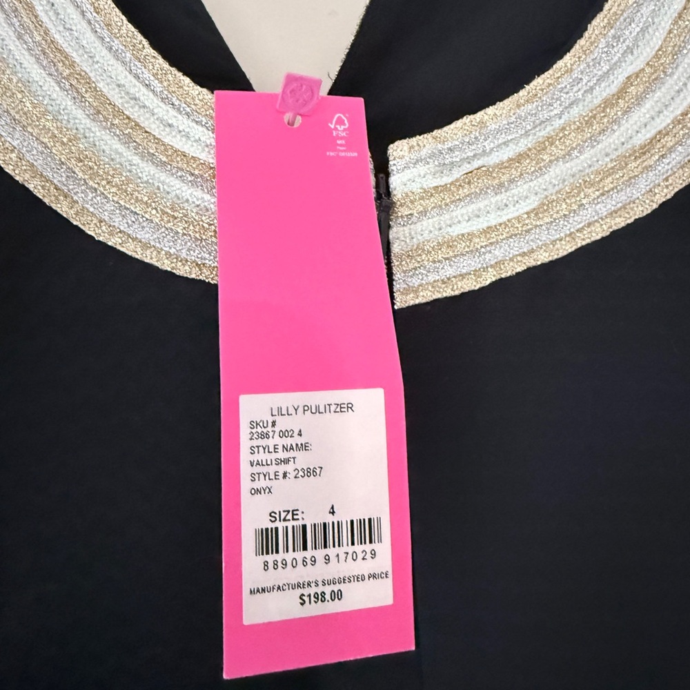 Lilly Pulitzer Valli Shift Black Dress with Gold Detailing - Picture 4 of 4